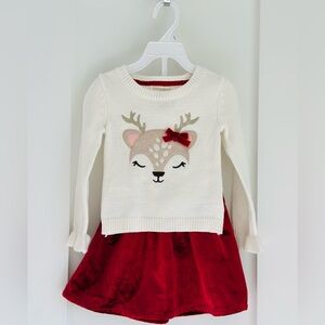Cynthia Rowley Cream and Red Deer Sweater Set
